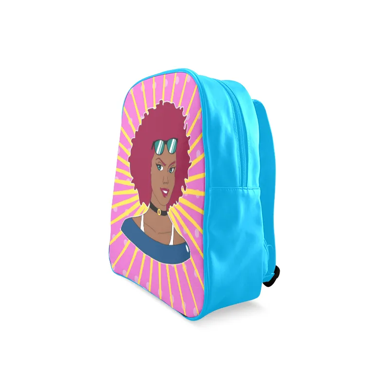 Burgundy Afro Starburst Leather Book bag