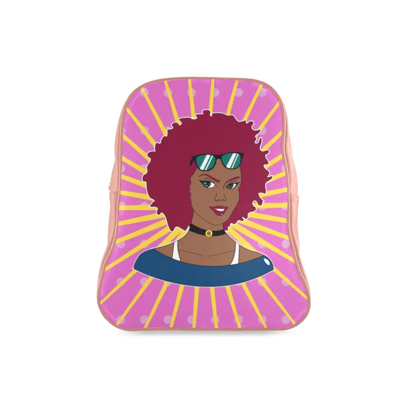 Burgundy Afro Starburst Leather Book bag