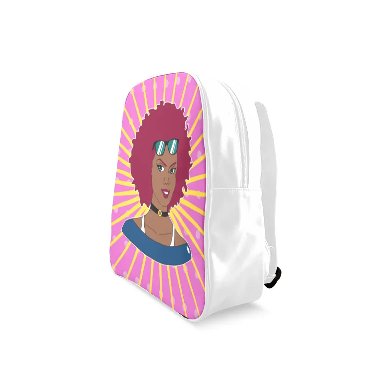 Burgundy Afro Starburst Leather Book bag