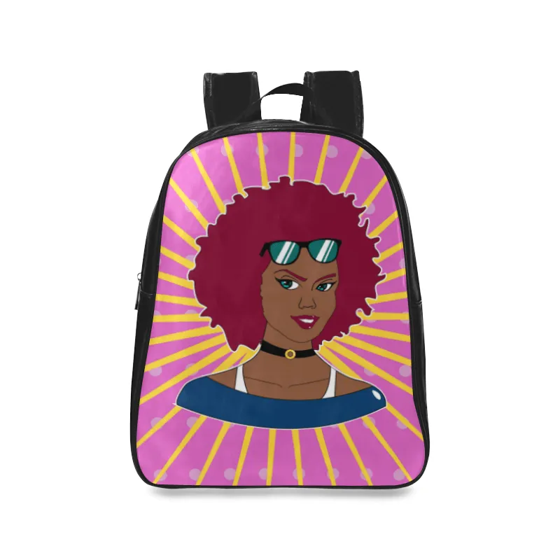 Burgundy Afro Starburst Leather Book bag