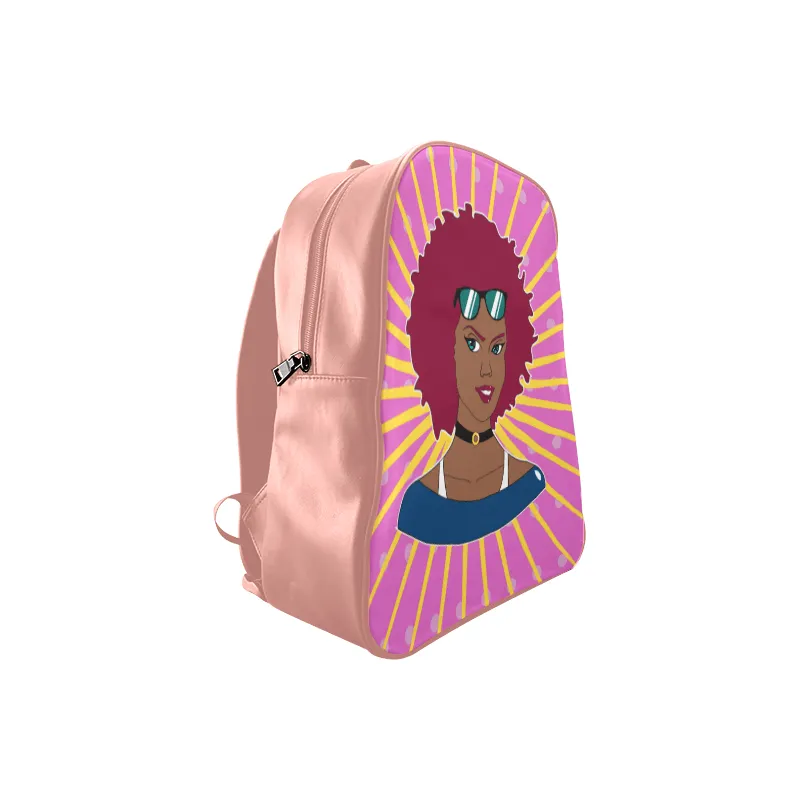 Burgundy Afro Starburst Leather Book bag