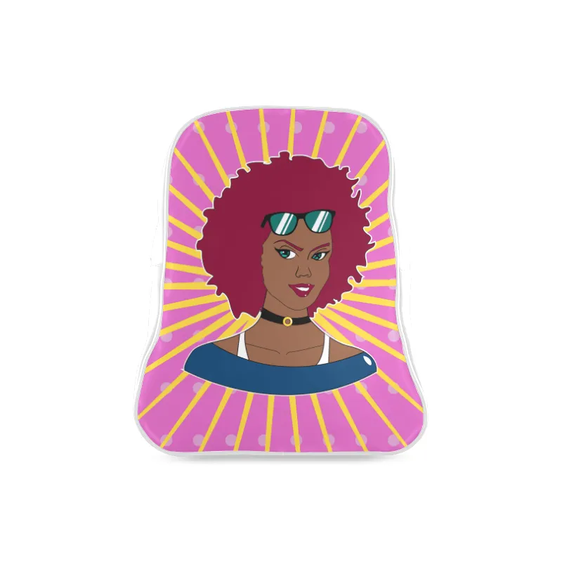 Burgundy Afro Starburst Leather Book bag