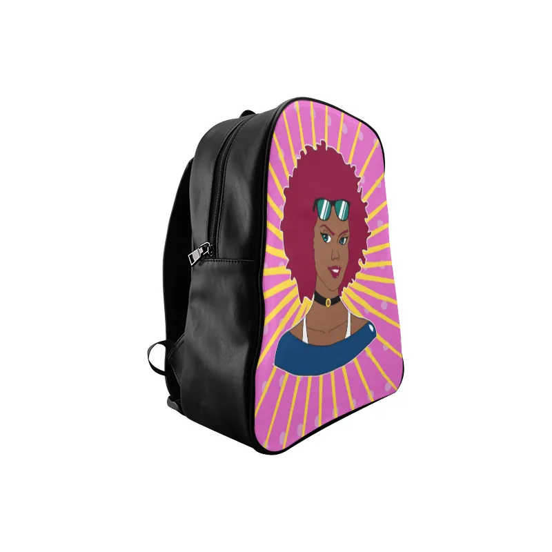 Burgundy Afro Starburst Leather Book bag
