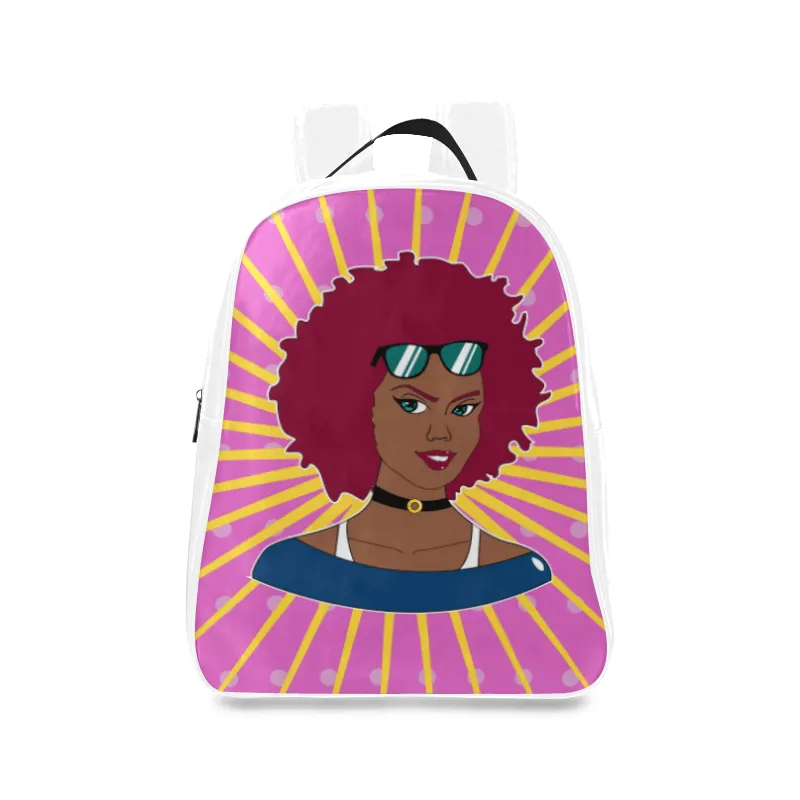 Burgundy Afro Starburst Leather Book bag