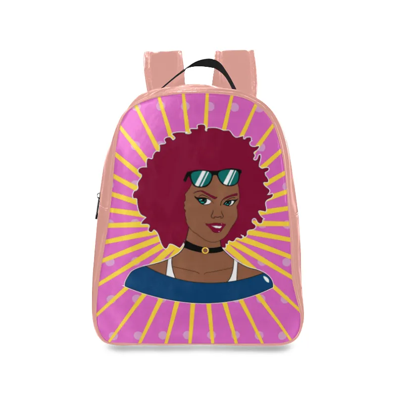 Burgundy Afro Starburst Leather Book bag