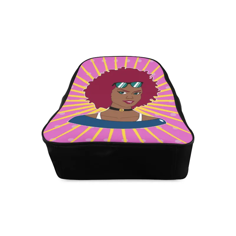 Burgundy Afro Starburst Leather Book bag