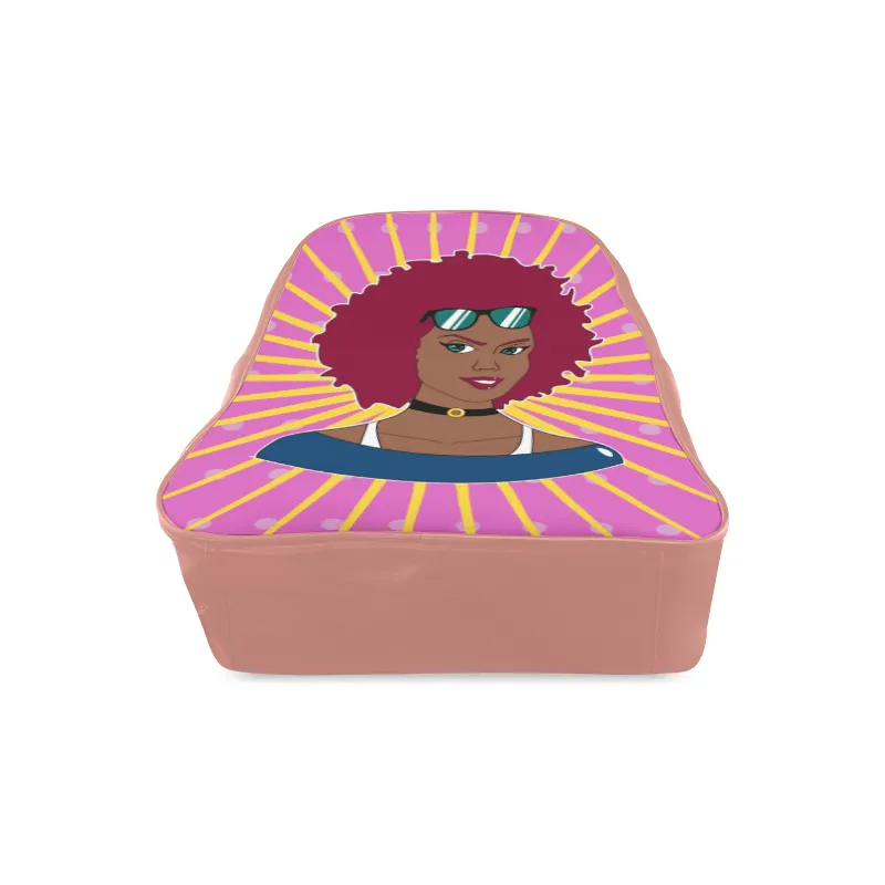Burgundy Afro Starburst Leather Book bag