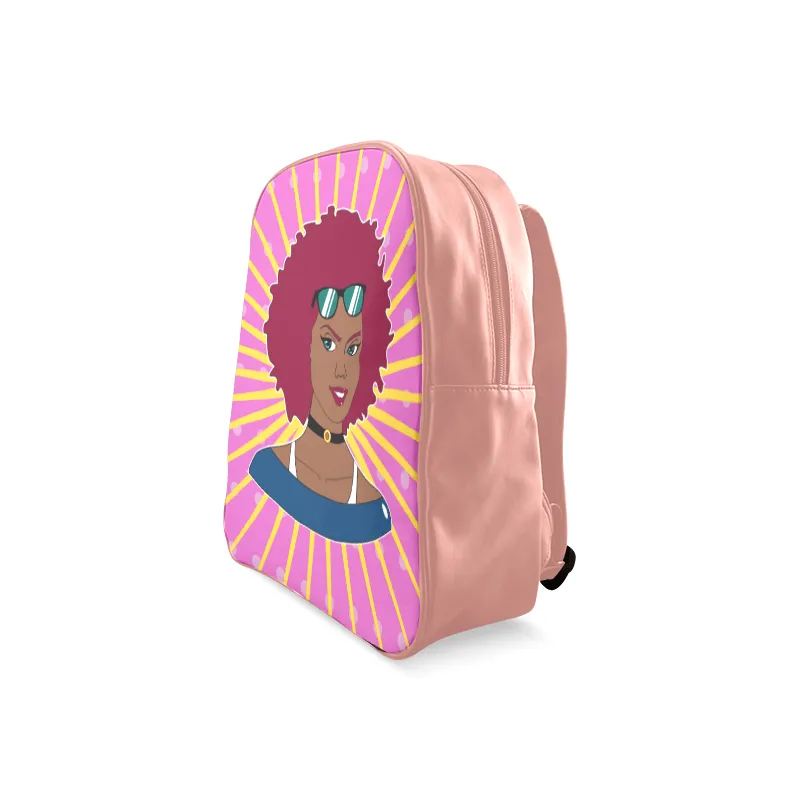Burgundy Afro Starburst Leather Book bag