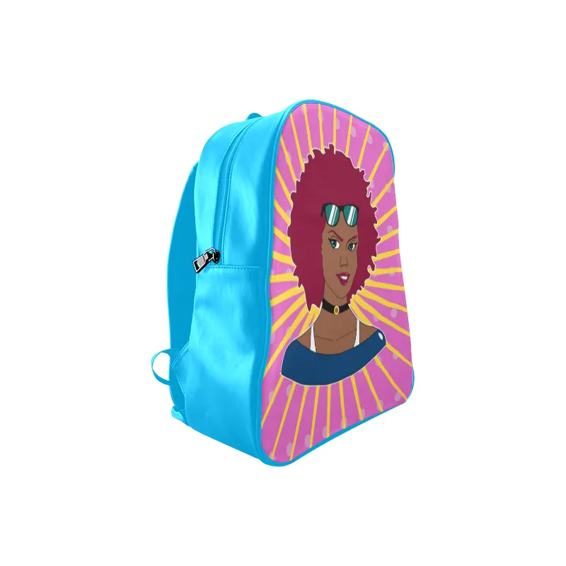 Burgundy Afro Starburst Leather Book bag