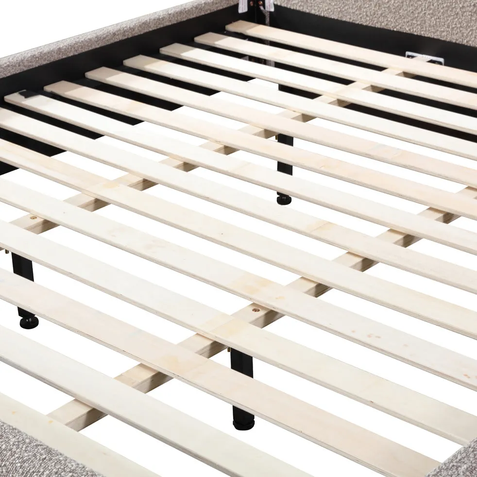 Cedar King Bed Frame - Olive Brown Boucle