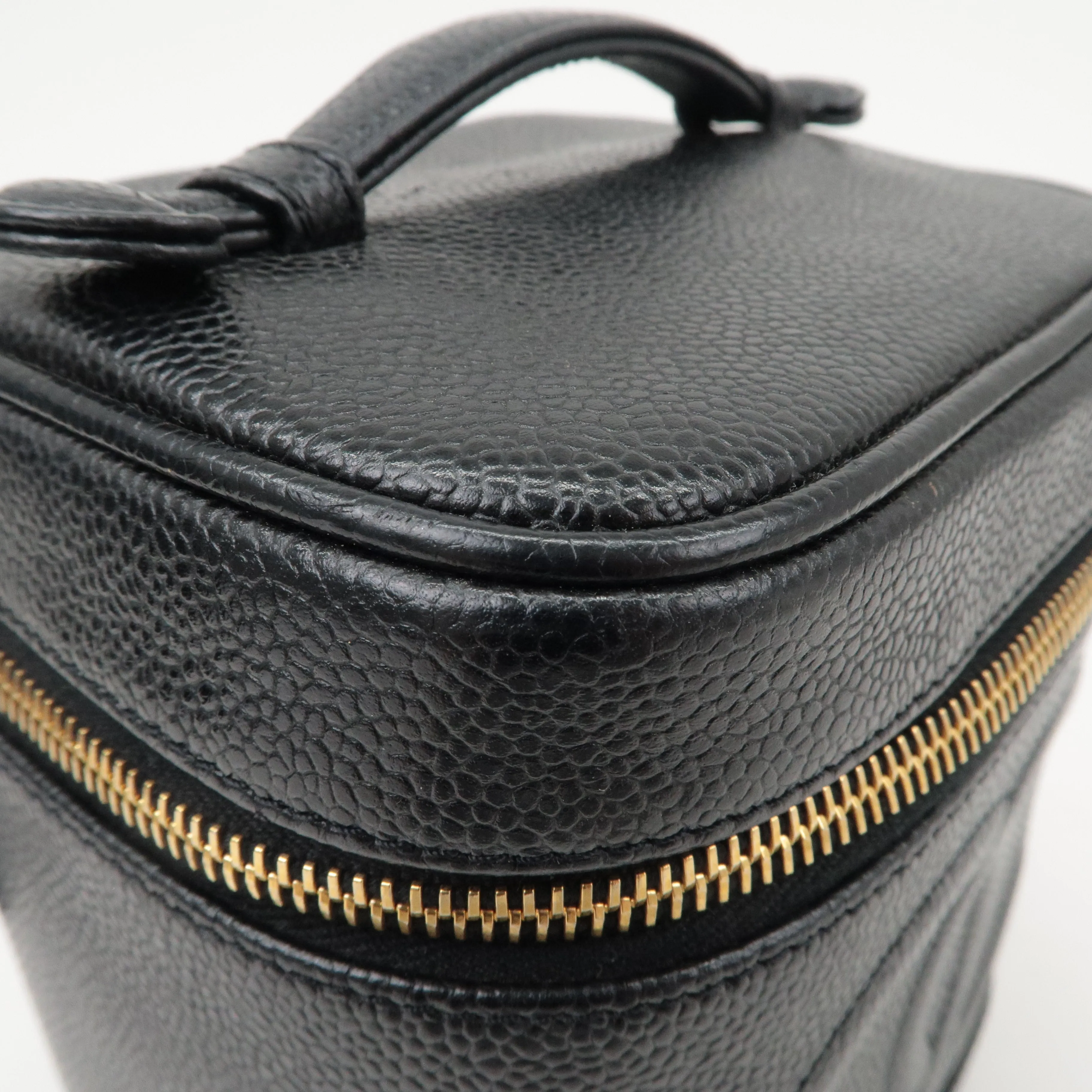 CHANEL Caviar Skin Vanity Bag Hand Bag Cosmetic Bag Black A01998
