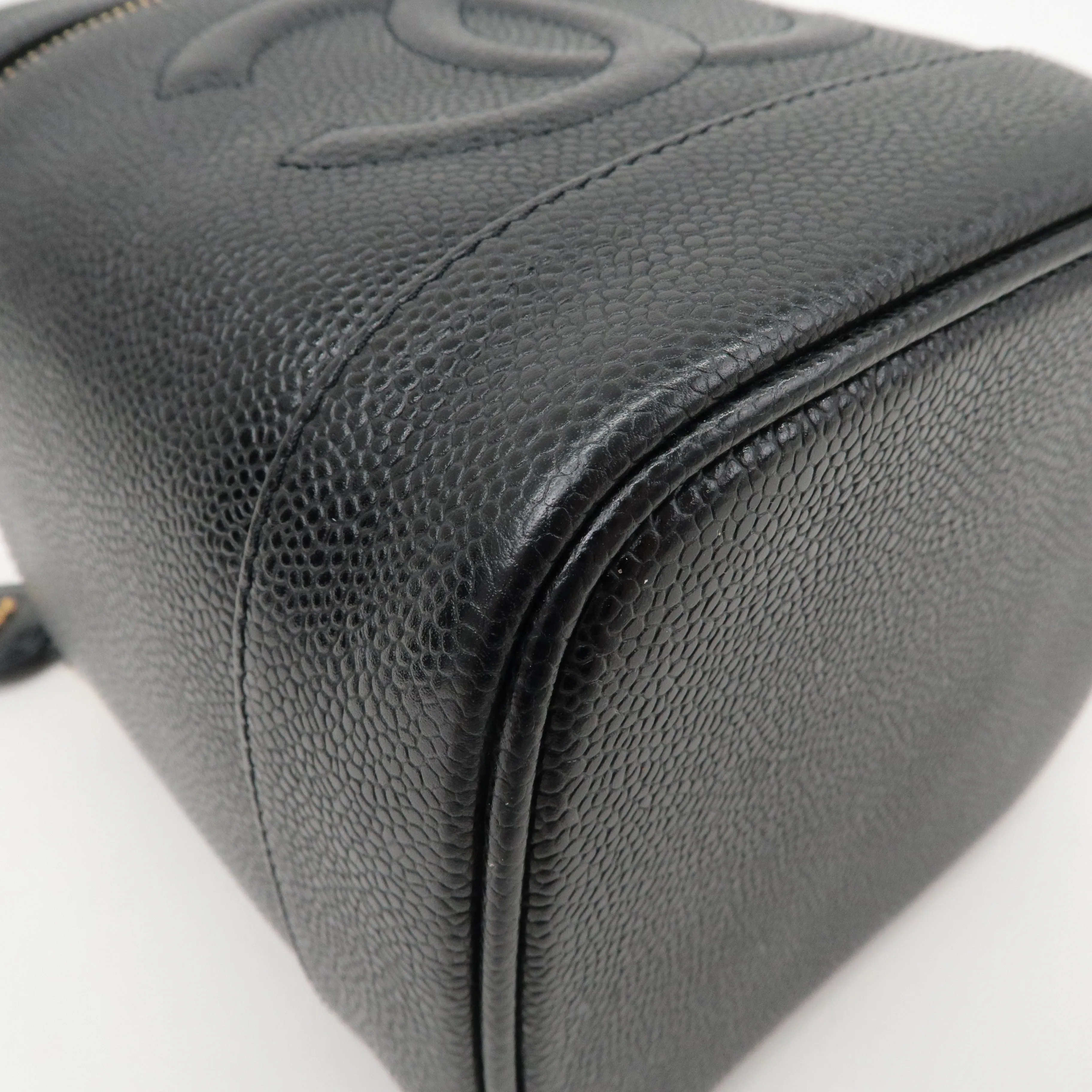 CHANEL Caviar Skin Vanity Bag Hand Bag Cosmetic Bag Black A01998