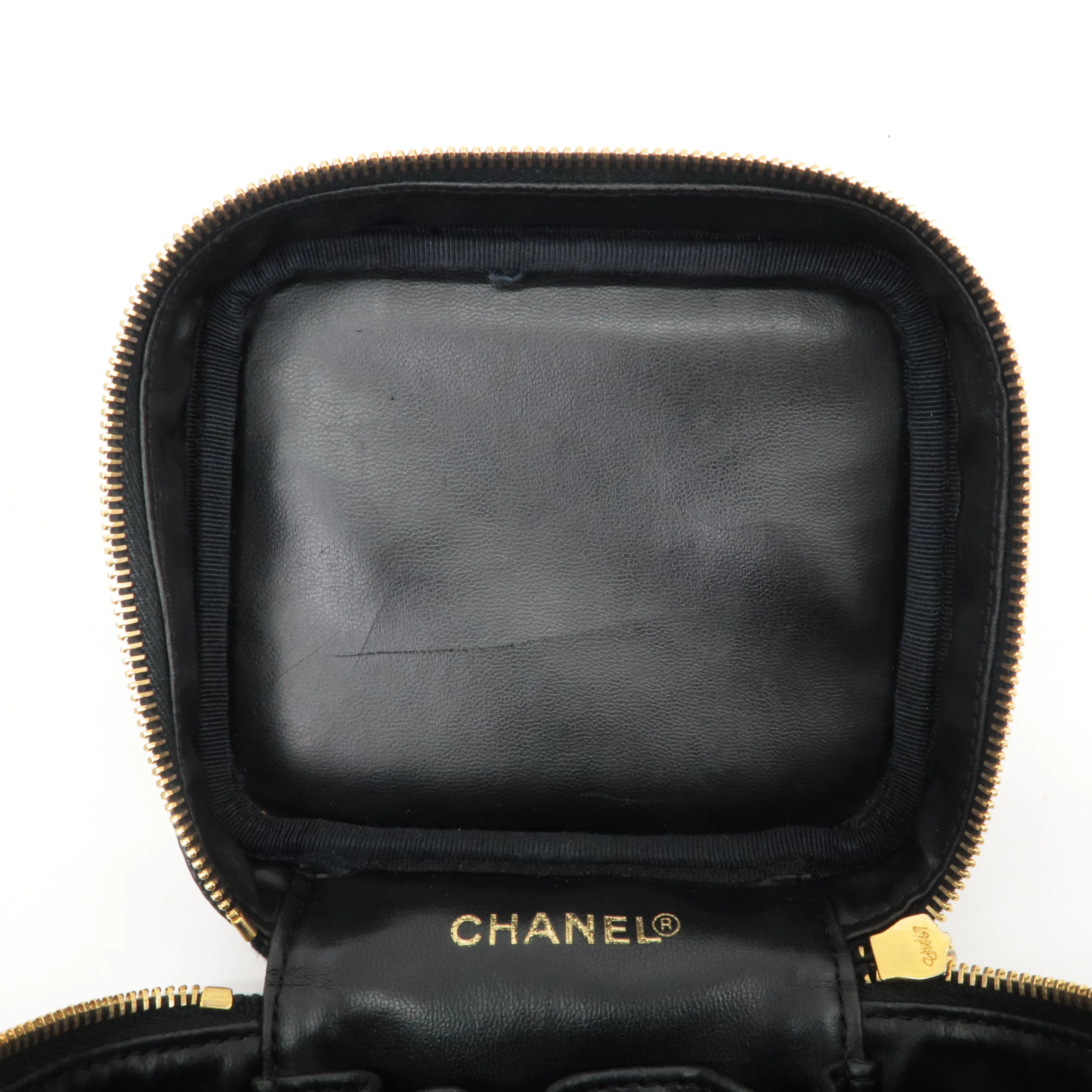 CHANEL Caviar Skin Vanity Bag Hand Bag Cosmetic Bag Black A01998