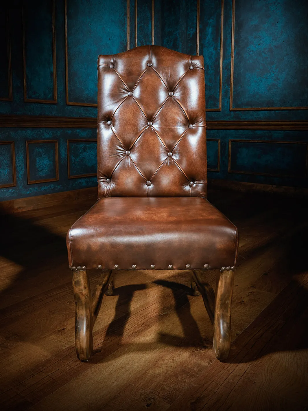 Chaps Leather & Croc Back Side Chair