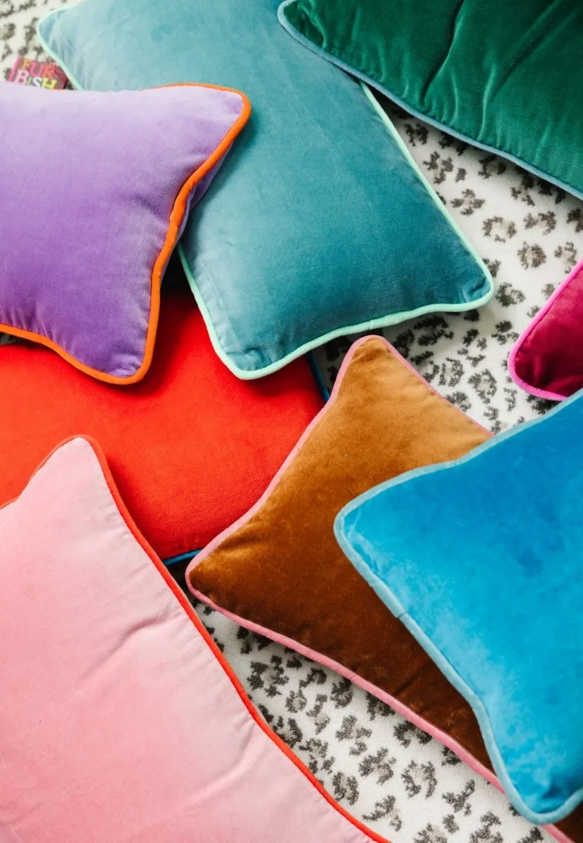 Charliss Velvet Lumbar Pillow | Lilac   Orange