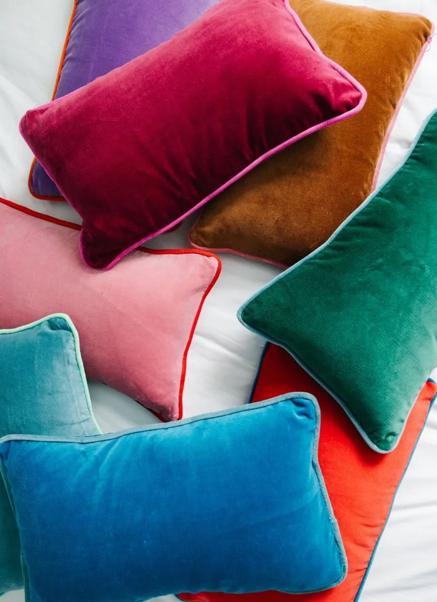 Charliss Velvet Lumbar Pillow | Wine   Hot Pink