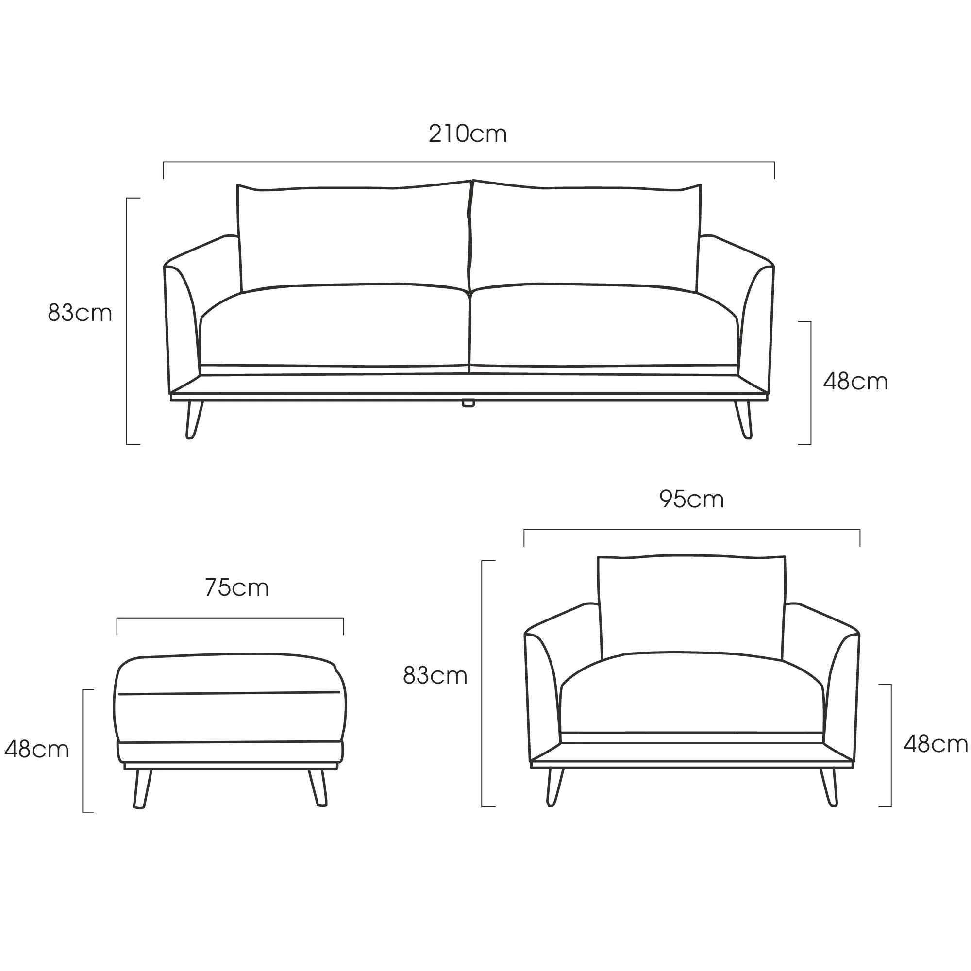 Colton Ottoman - Charcoal