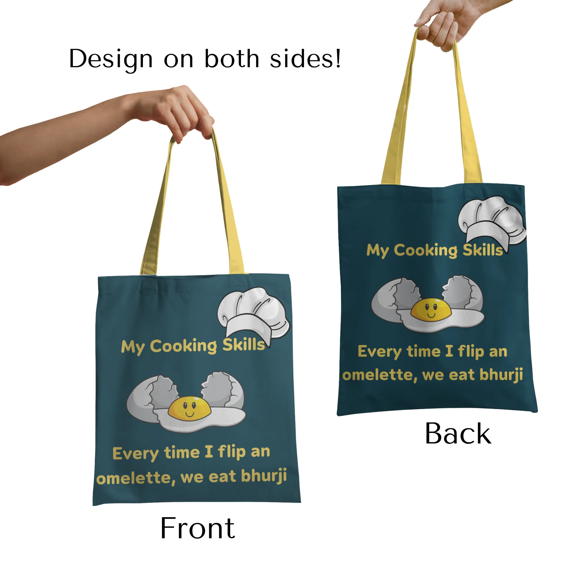 Cooking Skills Omletter to Bhurji Tote Bag with Zipper Dark Green