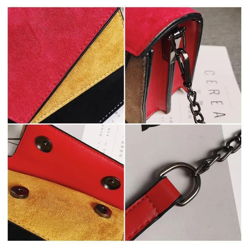 Criss-Cross Ladies Leather Patchwork Women Messenger Shoulder Bag