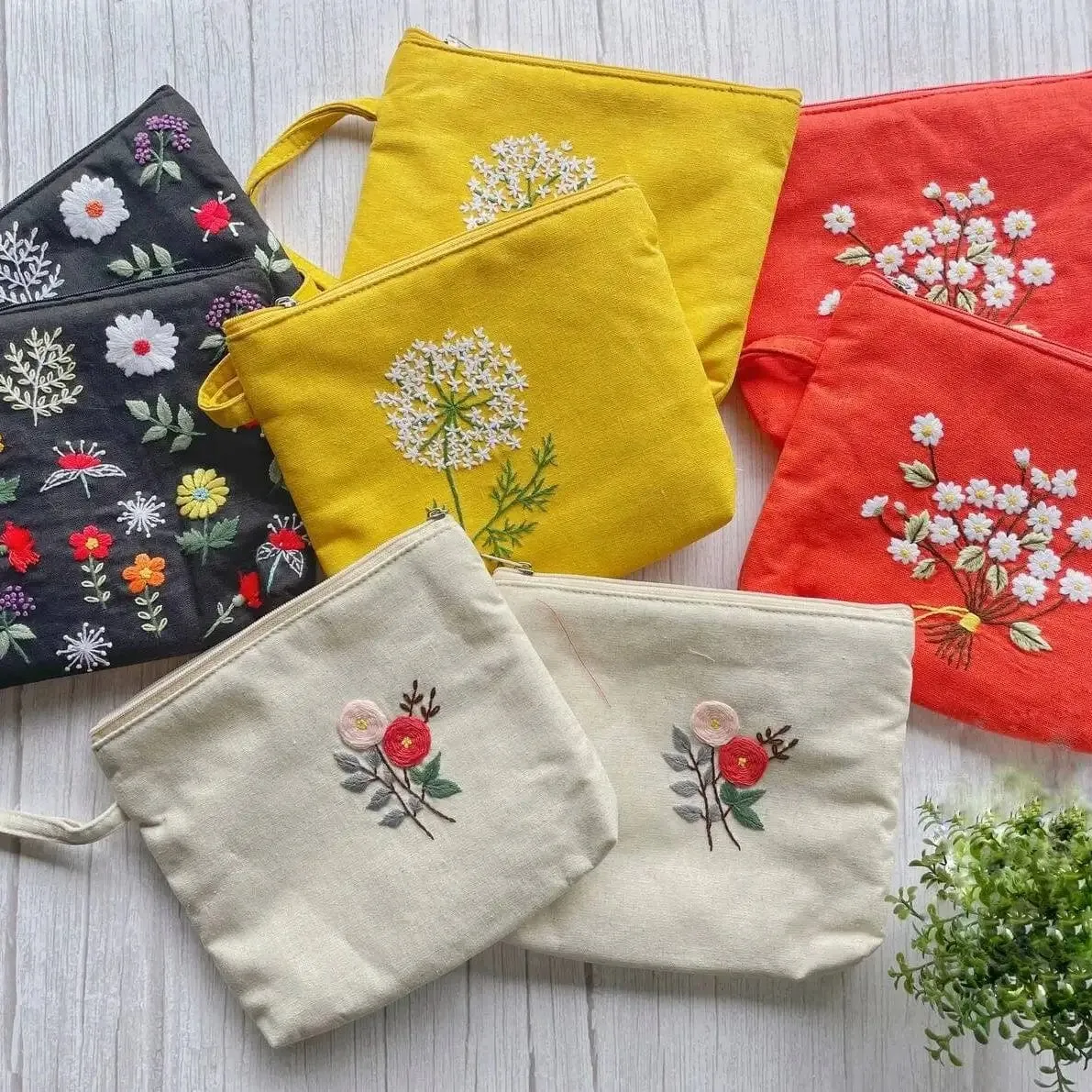 Dandelion Flower Embroidered Cosmetic Bag
