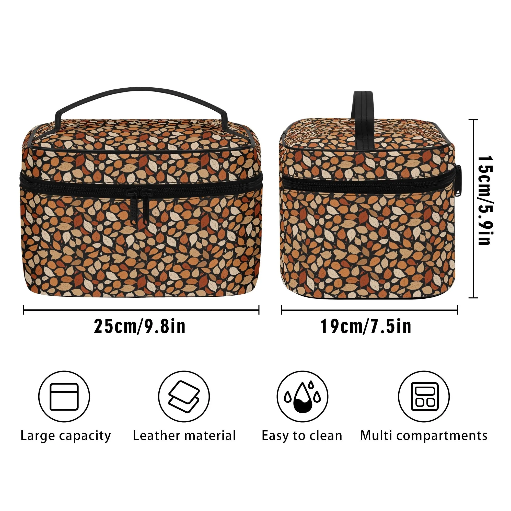 Dark Fall Leather Cosmetic Bag