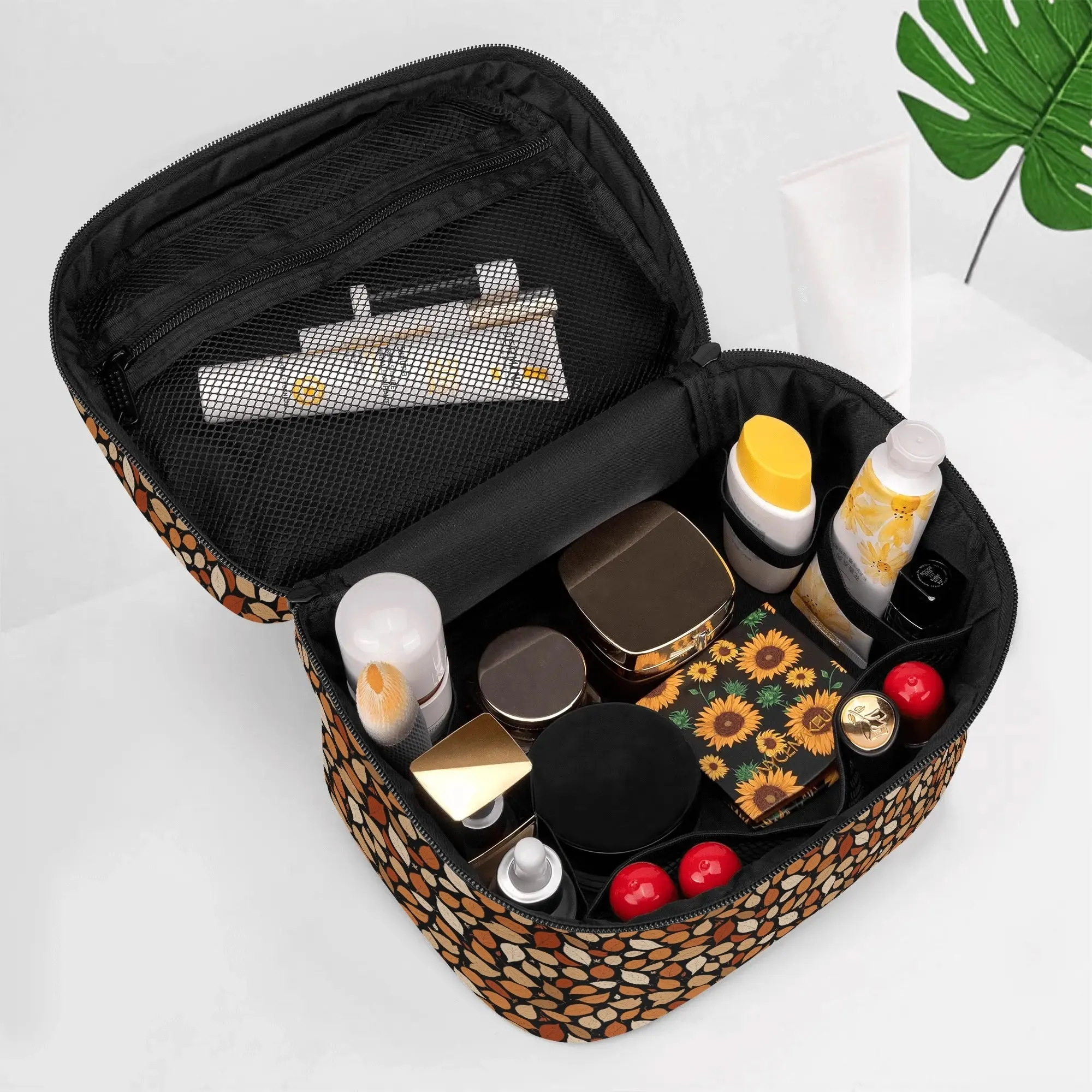 Dark Fall Leather Cosmetic Bag