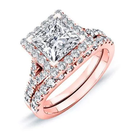 Desert Rose - GIA Natural Princess Diamond Bridal Set