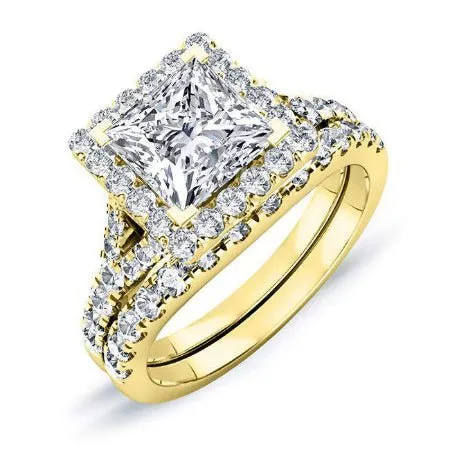 Desert Rose - GIA Natural Princess Diamond Bridal Set