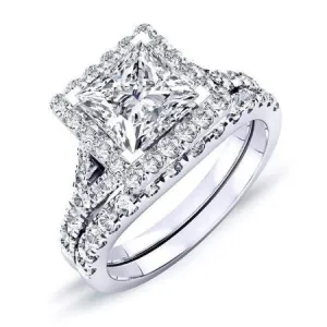 Desert Rose - GIA Natural Princess Diamond Bridal Set