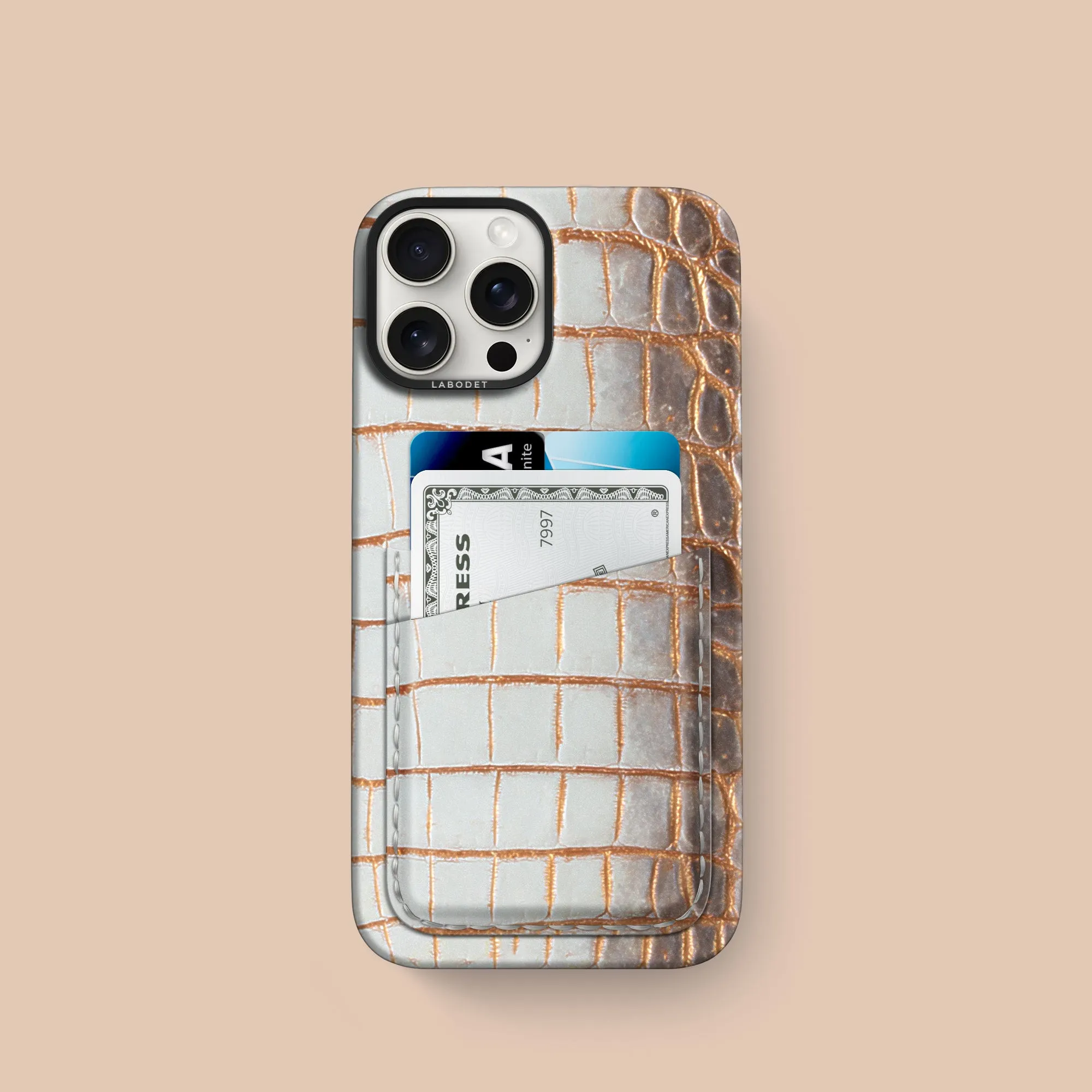 Double Card Case 1/1 Aztec For iPhone 16 Pro In Himalayan Crocodile