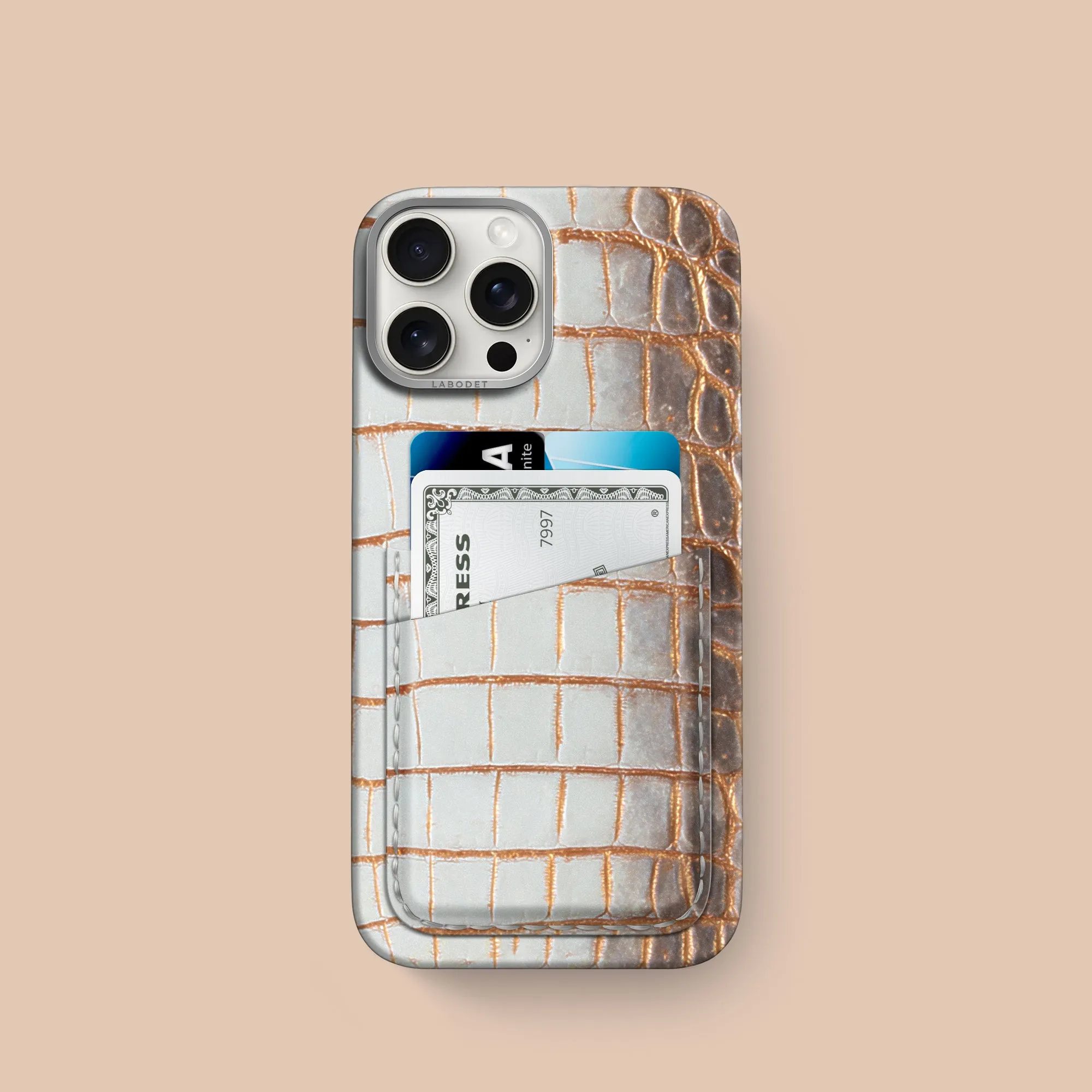 Double Card Case 1/1 Aztec For iPhone 16 Pro In Himalayan Crocodile