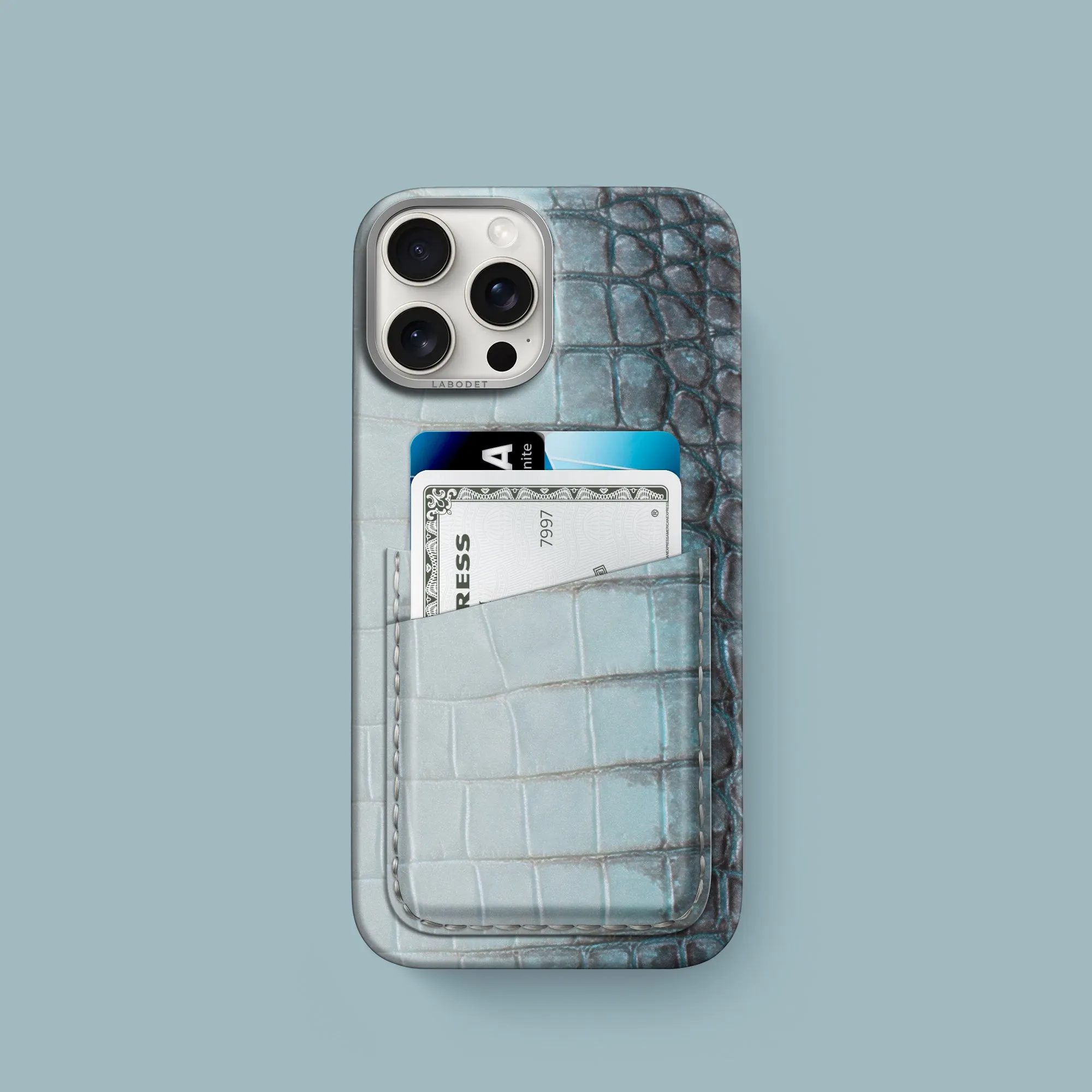 Double Card Case 1/1 Lagoon For iPhone 16 Pro In Himalayan Crocodile