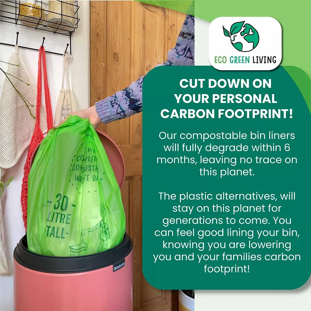 Eco Green Living Compostable Waste Bin Bags - 30L