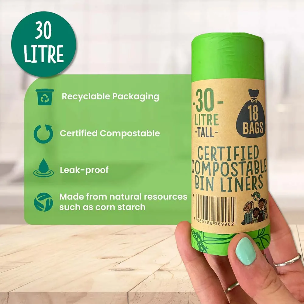 Eco Green Living Compostable Waste Bin Bags - 30L