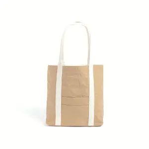 Ella Light Camel Tote Bag made from Washable Paper, an eco-friendly alternative to leather