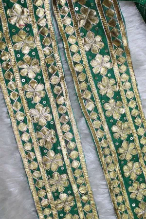 Enchanting Green Floral Gota Lace: Exquisite Elegance