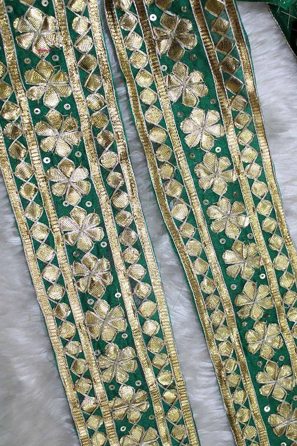 Enchanting Green Floral Gota Lace: Exquisite Elegance