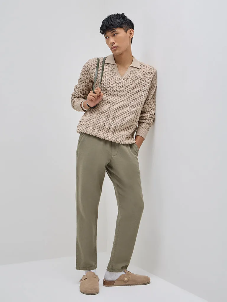 ETA Taupe Knit-Textured Relaxed-Fit T-Shirt