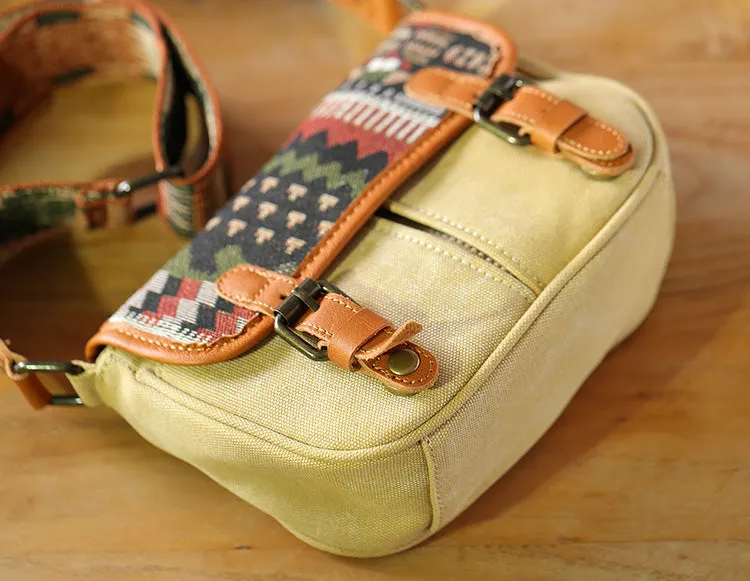 Ethnic Style Ladies Small Canvas Crossbody Bag Women's Satchel Bag