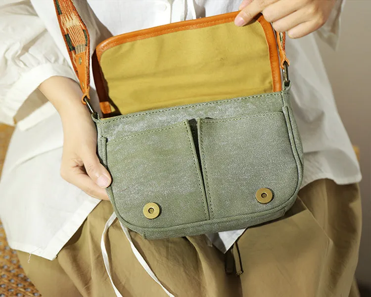 Ethnic Style Ladies Small Canvas Crossbody Bag Women's Satchel Bag