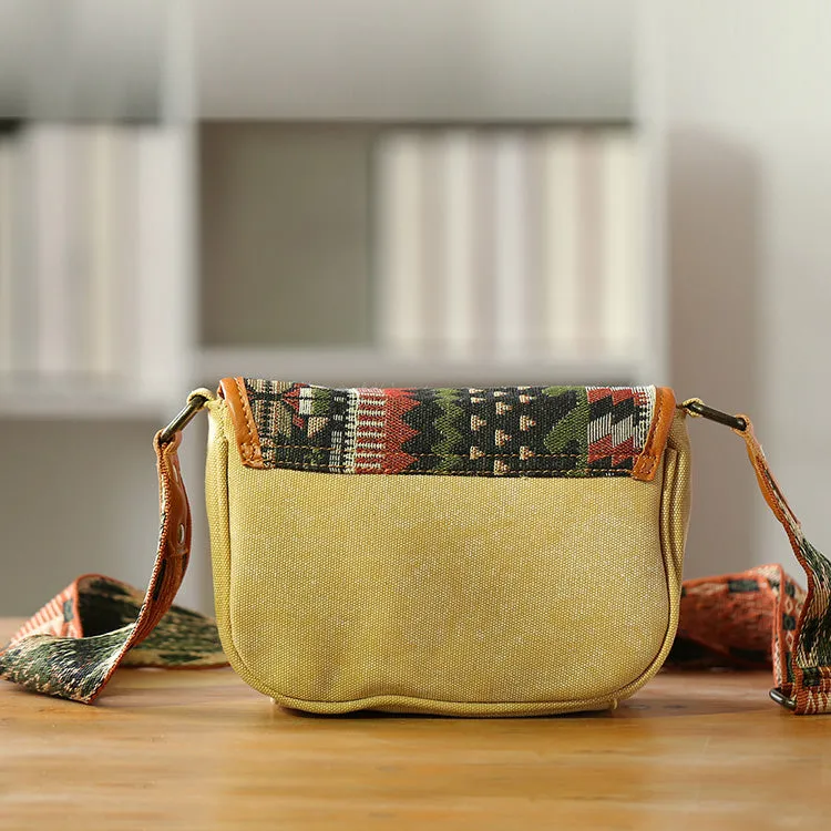 Ethnic Style Ladies Small Canvas Crossbody Bag Women's Satchel Bag