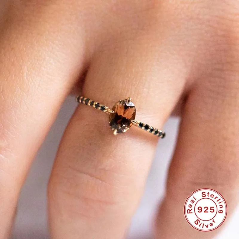 Exquisite Black Crystal Egg Shape  Ring