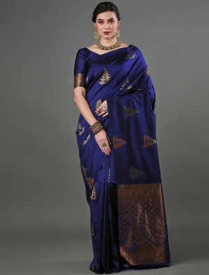 Exquisite Blue Soft Silk Saree With Adoring Blouse Piece