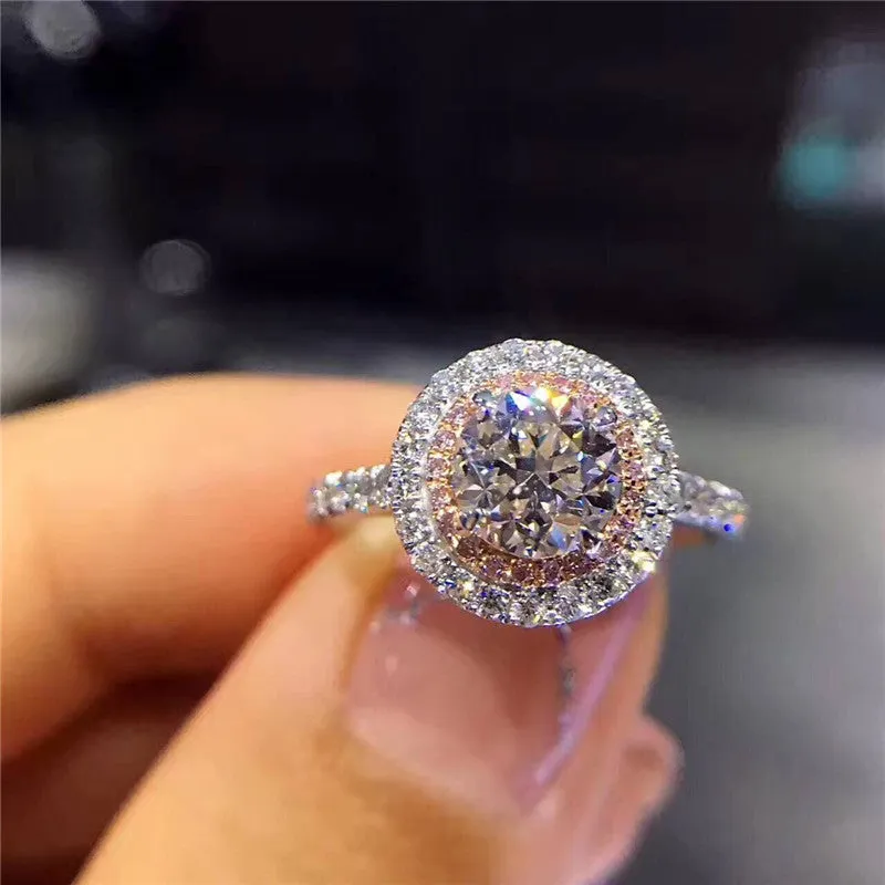 Exquisite Double Halo Crystal Ring