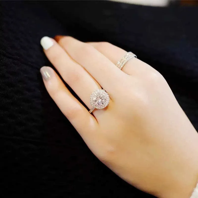 Exquisite Double Halo Crystal Ring