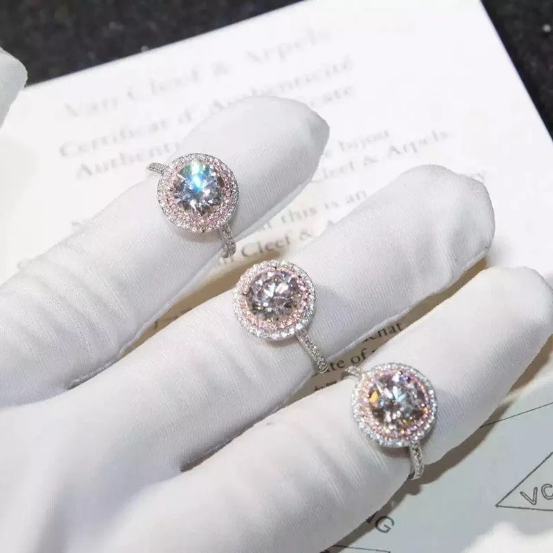 Exquisite Double Halo Crystal Ring