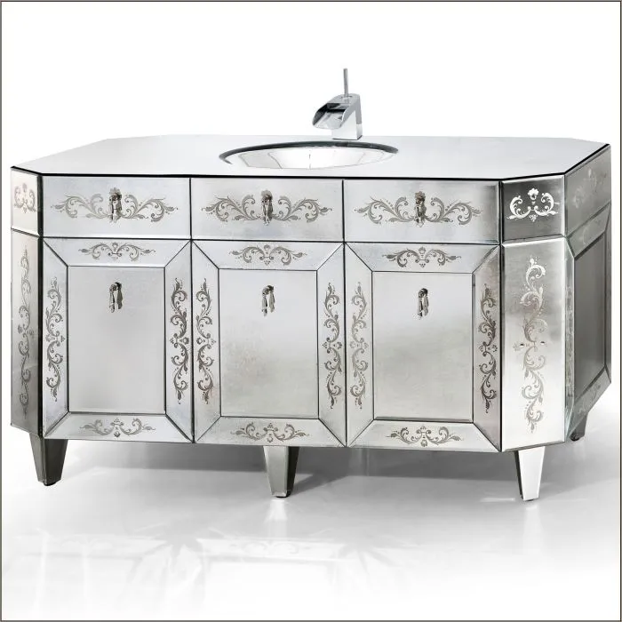 Exquisite Engraved Venetian Mirror Bathroom Vanity