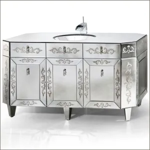 Exquisite Engraved Venetian Mirror Bathroom Vanity