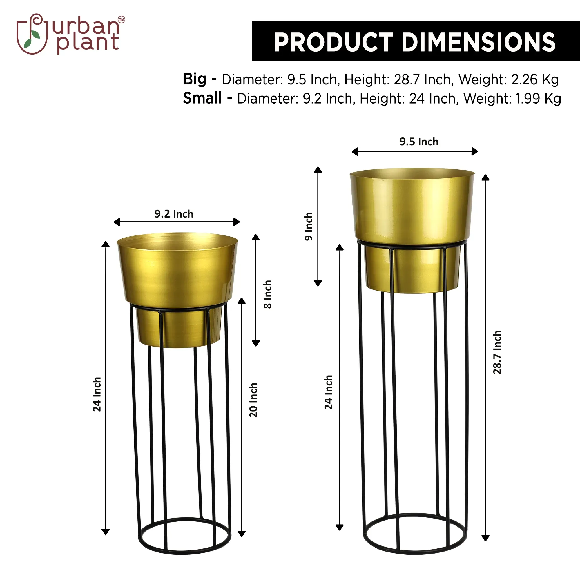 Exquisite Gold Planters - (Set of 2)