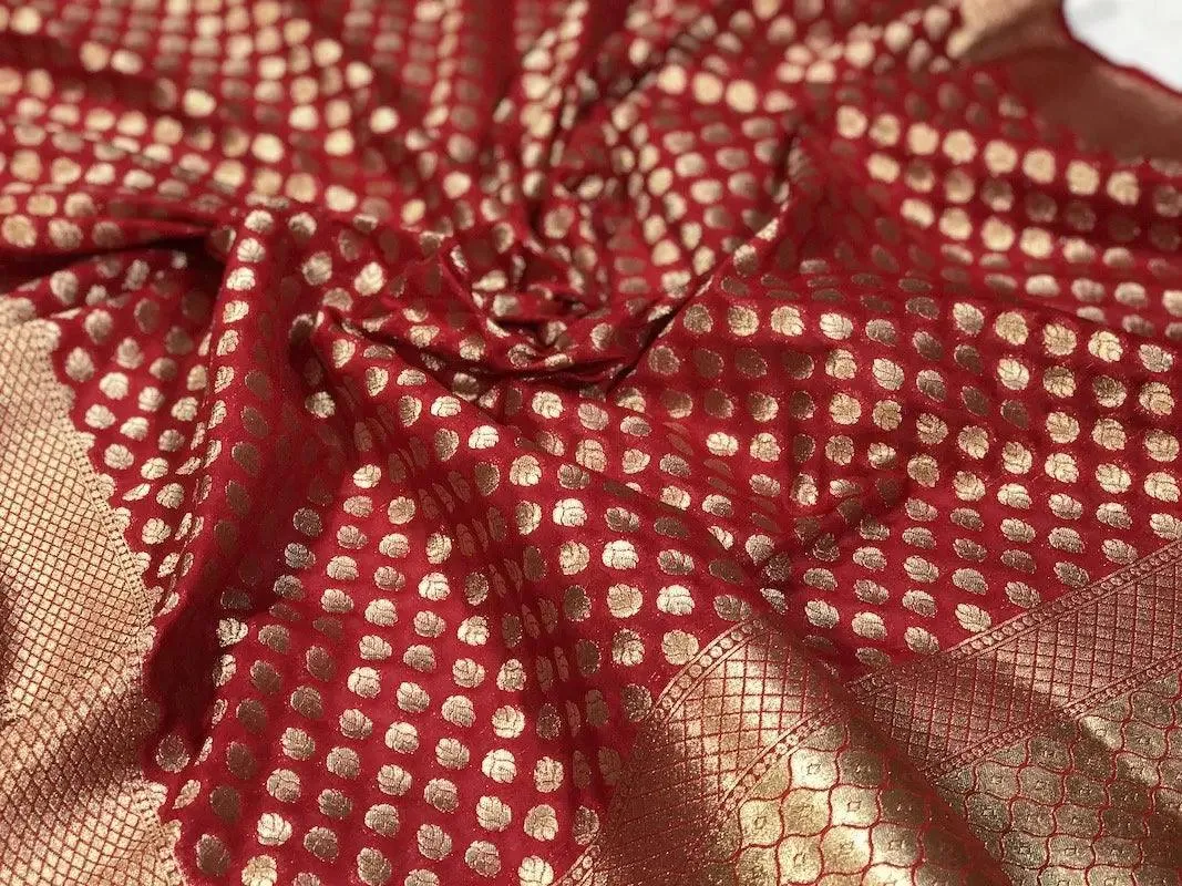 Exquisite Maroon Handwoven Banarasi Silk Dupatta